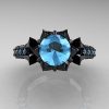 Classic 14K Black Gold 1.0 Ct Blue Topaz Solitaire Wedding Ring R410-14KBGBT-3