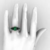 Classic 14K Black Gold 1.0 Ct Emerald Solitaire Wedding Ring R410-14KBGEM-4