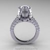 Classic 14K White Gold 1.0 Ct White Sapphire Diamond Solitaire Wedding Ring R410-14KWGDWS-2