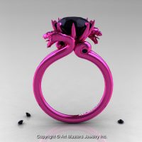 Art Masters 14K Fuchsia Pink Gold 3.0 Ct Black Diamond Dragon Engagement Ring R601-14KPGBD-1