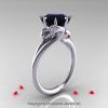 Art Masters 14K White Gold 3.0 Ct Black Diamond Ruby Dragon Engagement Ring R601-14KWGBDR-2