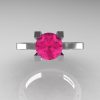 Modern Armenian 14K White Gold Black Gold Lace 1.0 Ct Pink Sapphire Solitaire Engagement Ring R308-14KWGBGPS-3