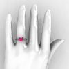 Modern Armenian 14K White Gold Black Gold Lace 1.0 Ct Pink Sapphire Solitaire Engagement Ring R308-14KWGBGPS-4