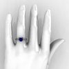 Modern Armenian 14K White Gold Black Gold Lace 1.0 Ct Blue Sapphire Solitaire Engagement Ring R308-14KWGBGBS-3