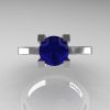 Modern Armenian 14K White Gold Black Gold Lace 1.0 Ct Blue Sapphire Solitaire Engagement Ring R308-14KWGBGBS-2