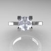 Modern Armenian 14K White Gold Lace 1.0 Ct Cubic Zirconia Solitaire Engagement Ring R308-14KWGCZ-3