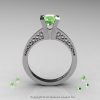Modern Armenian 14K White Gold Lace 1.0 Ct Green Topaz Solitaire Engagement Ring R308-14KWGGT-2