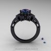 Art Deco 14K Black Gold 1.0 Ct Alexandrite Wedding Ring Engagement Ring R286-14KBGAL-2