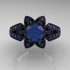 Art Deco 14K Black Gold 1.0 Ct Alexandrite Wedding Ring Engagement Ring R286-14KBGAL-3