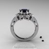 Art Deco 14K White Gold 1.0 Ct Black and White Diamond Wedding Ring Engagement Ring R286-14KWGDBD-2