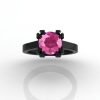 Modern 14K Black Gold Gorgeous Solitaire Bridal Ring with a 2.0 Carat Pink Sapphire Center Stone R66N-BGPS-4