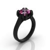Modern 14K Black Gold Gorgeous Solitaire Bridal Ring with a 2.0 Carat Pink Sapphire Center Stone R66N-BGPS-3
