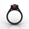 Modern 14K Black Gold Gorgeous Solitaire Bridal Ring with a 2.0 Carat Pink Sapphire Center Stone R66N-BGPS-2