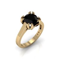 Modern 14K Yellow Gold Gorgeous Solitaire Bridal Ring with a 2.0 Carat Black Diamond Center Stone R66N-14KYGBD-1