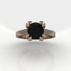 Modern 14K Rose Gold Gorgeous Solitaire Bridal Ring with a 2.0 Carat Black Diamond Center Stone R66N-14KRGBD-3
