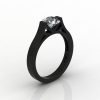 Modern 14K Black Gold Elegant and Luxurious Engagement Ring or Wedding Ring with a White Sapphire Center Stone R667-14KBGWS-2