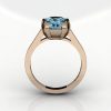 Modern 14K Rose Gold Gorgeous Solitaire Bridal Ring with a 2.0 Carat Blue Topaz Center Stone R66N-14KRGBT-2