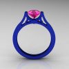 Modern 14K Blue Gold Luxurious and Simple Engagement Ring or Wedding Ring with a 1.0 Ct Pink Sapphire Center Stone R668-14KBLGPS-2