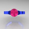 Modern 14K Blue Gold Luxurious and Simple Engagement Ring or Wedding Ring with a 1.0 Ct Pink Sapphire Center Stone R668-14KBLGPS-3