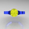 Modern 14K Blue Gold Luxurious and Simple Engagement Ring or Wedding Ring with a 1.0 Ct Yellow Sapphire Center Stone R668-14KBLGYS-2