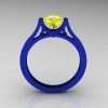 Modern 14K Blue Gold Luxurious and Simple Engagement Ring or Wedding Ring with a 1.0 Ct Yellow Sapphire Center Stone R668-14KBLGYS-3