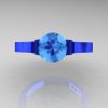 Modern 14K Blue Gold Luxurious and Simple Engagement Ring or Wedding Ring with a 1.0 Ct Blue Topaz Center Stone R668-14KBLGBT-3