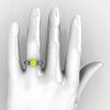 Modern 14K White Gold Luxurious and Simple Engagement Ring or Wedding Ring with a 1.0 Ct Yellow Topaz Center Stone R668-14KWGYT-4