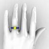 Modern 14K Blue Gold Luxurious and Simple Engagement Ring or Wedding Ring with a 1.0 Ct Yellow Sapphire Center Stone R668-14KBLGYS-4