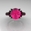 14K Black Gold French Vintage 3.0 Ct Pink Sapphire Solitaire and Wedding Ring Bridal Set R401S-14KBGPS-3