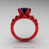 Nature Inspired 14K Red Gold 2.0 Carat Black Diamond Organic Design Bridal Solitaire Ring R670s-14KRGBD-2