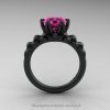 Nature Inspired 14K Matte Black Gold 2.0 Carat Pink Sapphire Organic Design Bridal Solitaire Ring R670s-14KMBGPS-2