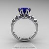 Nature Inspired 14K White Gold 2.0 Carat Blue Sapphire Organic Design Bridal Solitaire Ring R670s-14KWGBS-2