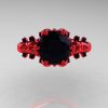 Nature Inspired 14K Red Gold 2.0 Carat Black Diamond Organic Design Bridal Solitaire Ring R670s-14KRGBD-3