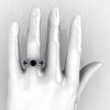 14K White Gold 1.0 Ct Black and White Diamond Nature Inspired Engagement Ring Wedding Ring R671-14KWGDBD-4