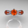 14K White Gold 1.0 Ct Orange Sapphire Diamond Nature Inspired Engagement Ring Wedding Ring R671-14KWGDOS-3