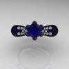 14K Black Gold 1.0 Ct Blue Sapphire Diamond Nature Inspired Engagement Ring Wedding Ring R671-14KBGDBS-3