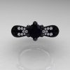 14K Black Gold 1.0 Ct Black and White Diamond Nature Inspired Engagement Ring Wedding Ring R671-14KBGDBD-3