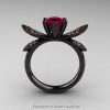 14K Black Gold 1.0 Ct Rubies Diamond Nature Inspired Engagement Ring Wedding Ring R671-14KBGDR-2