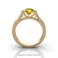 Modern 14K Yellow Gold Designer Wedding Ring or Engagement Ring for Women with 1.0 Ct Yellow Sapphire Center Stone R665-14KYGYS-1
