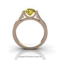Modern 14K Rose Gold Beautiful Wedding Ring or Engagement Ring for Women with 1.0 Ct Yellow Sapphire Center Stone R665-14KRGYS-1