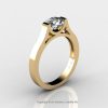 Modern 14K Yellow Gold Designer Wedding Ring or Engagement Ring for Women with 1.0 Ct White Sapphire Center Stone R665-14KYGWS-2