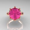 Classic 14K Rose Gold 5.0 Ct Pink Sapphire Marquise Black Diamond Solitaire Ring R160-14KRGBDPS-3