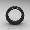 Reserved – Split Two – Mens Modern 14K Matte Black Gold Princess Pink and Yellow Sapphire Channel Cluster Sun Wedding Ring R274-14MBGYSPS-2