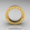 Mens Modern 14K Yellow Gold Princess White Sapphire Channel Cluster Wedding Ring R274-14KYGWS-2