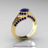 Modern French 14K Yellow Gold 1.0 Ct Blue Sapphire Engagement Ring Wedding Ring R376-14KYGBS-2