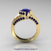Modern French 14K Yellow Gold 1.0 Ct Blue Sapphire Engagement Ring Wedding Ring R376-14KYGBS-3