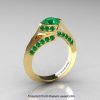 Modern French 14K Yellow Gold 1.0 Ct Emerald Engagement Ring Wedding Ring R376-14KYGEM-2