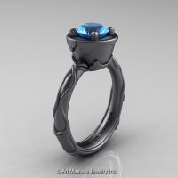 Art Masters Venetian 14K Gray Gold 1.0 Ct Blue Topaz Engagement Ring R475-14KGGBT-1