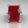 Modern Bridal 10K White Gold Radiant Ruby Diamond Honeymoon Cocktail Ring R292-10KWGDR-3