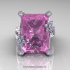 Modern Bridal 10K White Gold Radiant Light Pink Sapphire Diamond Fantasy Cocktail Ring R292-10KWGDLPS-3